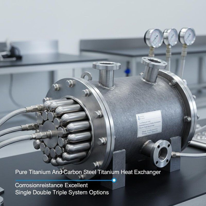 Intercambiador de calor de titanio puro y acero al carbono con excelente resistencia a la corrosión y opciones de sistema único doble triple