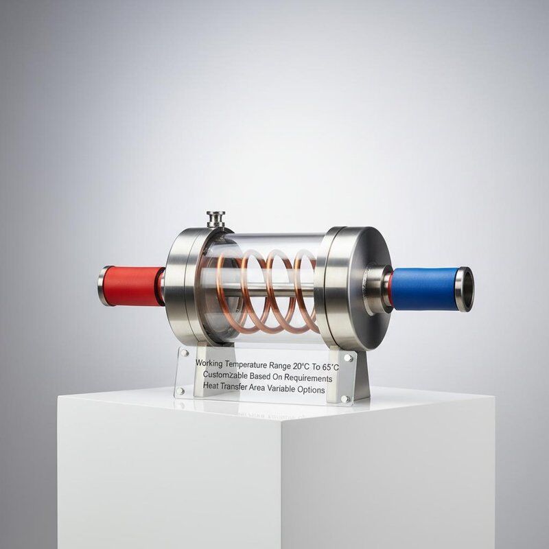 Intercambiador de calor coaxial con rango de temperatura de trabajo de 20°C a 65°C y área de transferencia de calor variable para aplicaciones de bajo mantenimiento