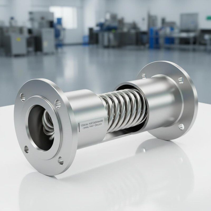 Intercambiador de calor coaxial HVAC de flancos con construcción de torsión en espiral y ancho de 140 mm para una transferencia de calor superior