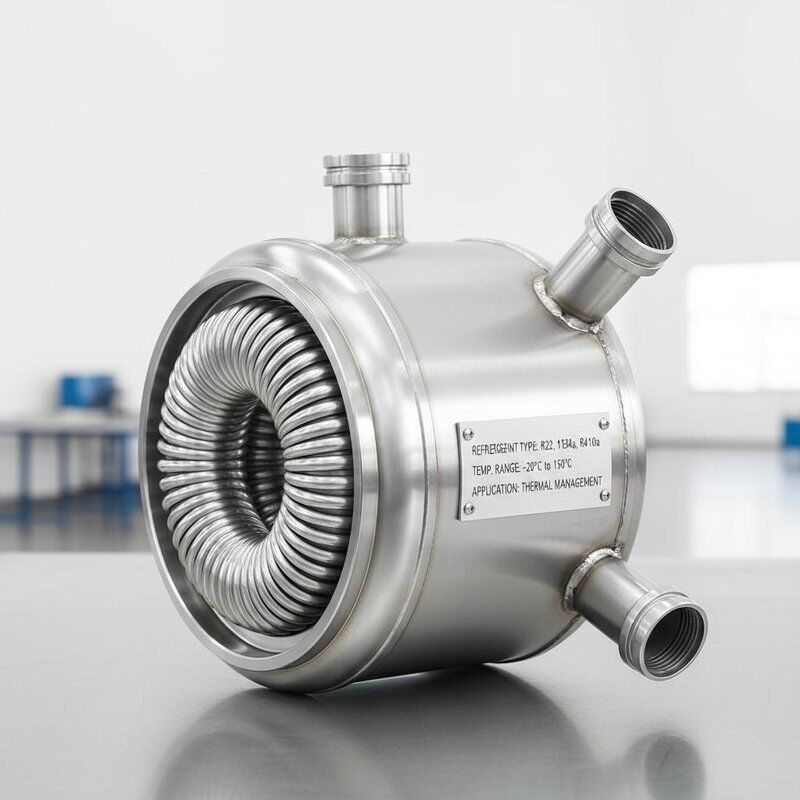 Intercambiador de calor coaxial de torsión en espiral con pintura antirruja negra de aerosol y 0,5 ~ 100 KW de potencia para una gestión térmica eficiente