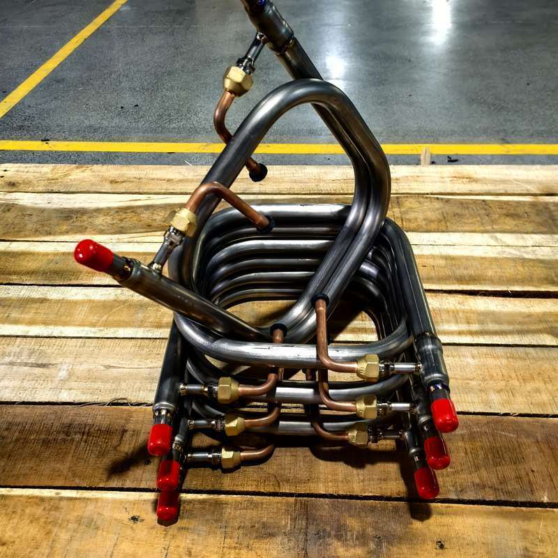Intercambiador de calor de tubo en tubo, material de tubo exterior de titanio TA1, con capacidad calorífica de 4kw y tipo de refrigerante R32